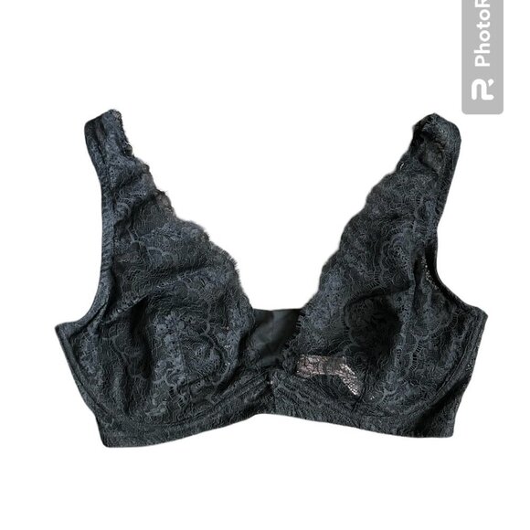 VICTORIA'S SECRET Dream Angels Unlined Plunge Lace Black Bra SZ 38DDD - Picture 1 of 10